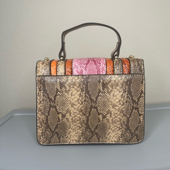 Three Tone Snake Pattern Purse (Orange, Brown, Pink) - Picture 4 of 6
